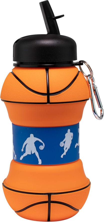 Collapsible Silicone Kids Water Bottle with Clip, Leak-Proof BPA-Free Reusable Bottle for School, Sports, Hiking, and Travel, 18 oz - PuriLite
