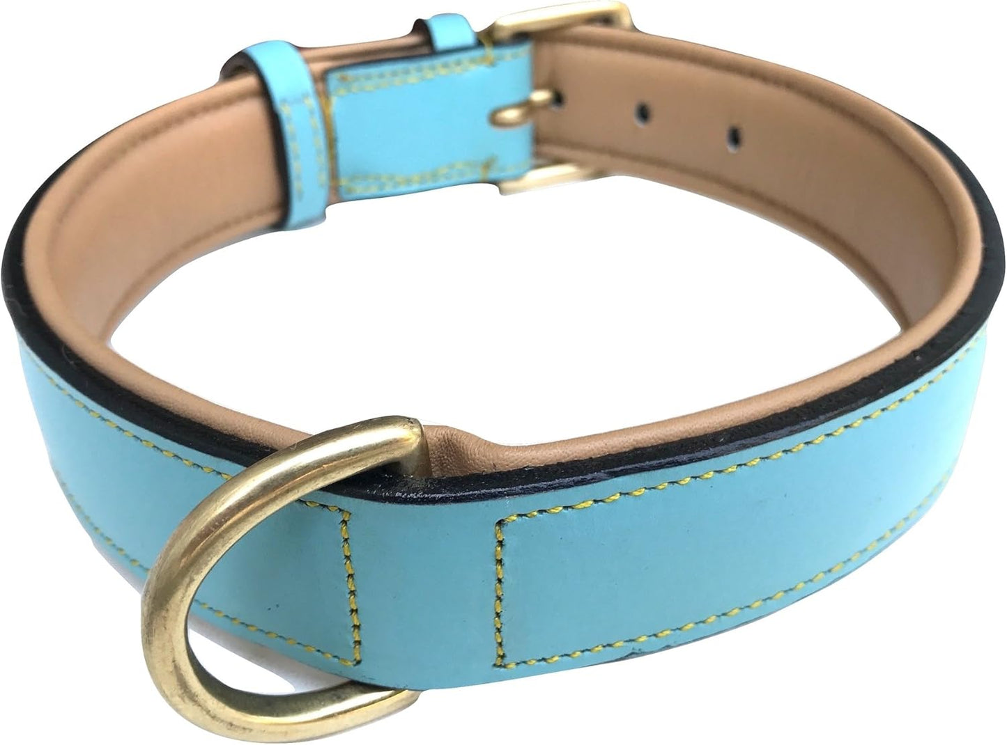 Soft Touch Collars Padded Leather Dog Collar, Large Brown - Genuine Real Leather, 24" Long x 1.5 Wide, Fits Neck Size 18" to 21" Inches