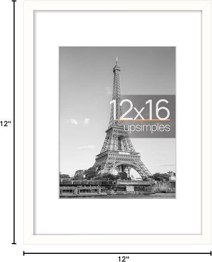 upsimples 11x14 Picture Frame, Display Pictures 8x10 with Mat or 11x14 Without Mat, Wall Hanging Photo Frames, Black