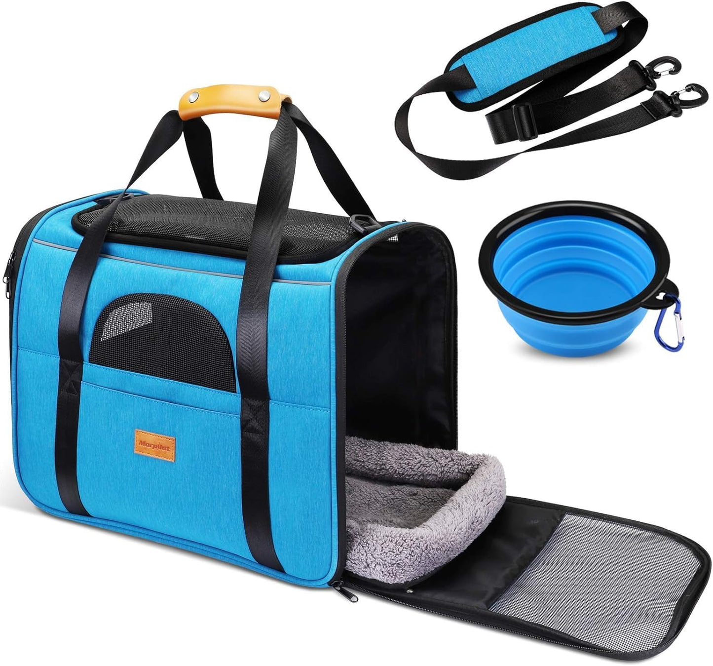 Morpilot Cat Carrier Soft - Portable Pet Carrier for Small or Medium Cats, Dogs and Puppy up to 14lbs, Airline Approved Dog Carrier with Safety Buckle - (Dark Gray)