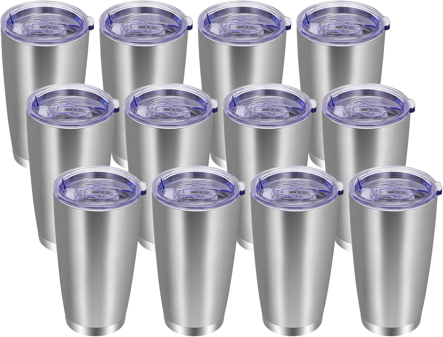 VEGOND 20oz Tumbler with Lid and Straw Stainless Steel Tumbler Cup Bulk Vacuum Insulated Double Wall Travel Coffee Mug Powder Coated Coffee Cup (Bluish Violet 6 Pack)