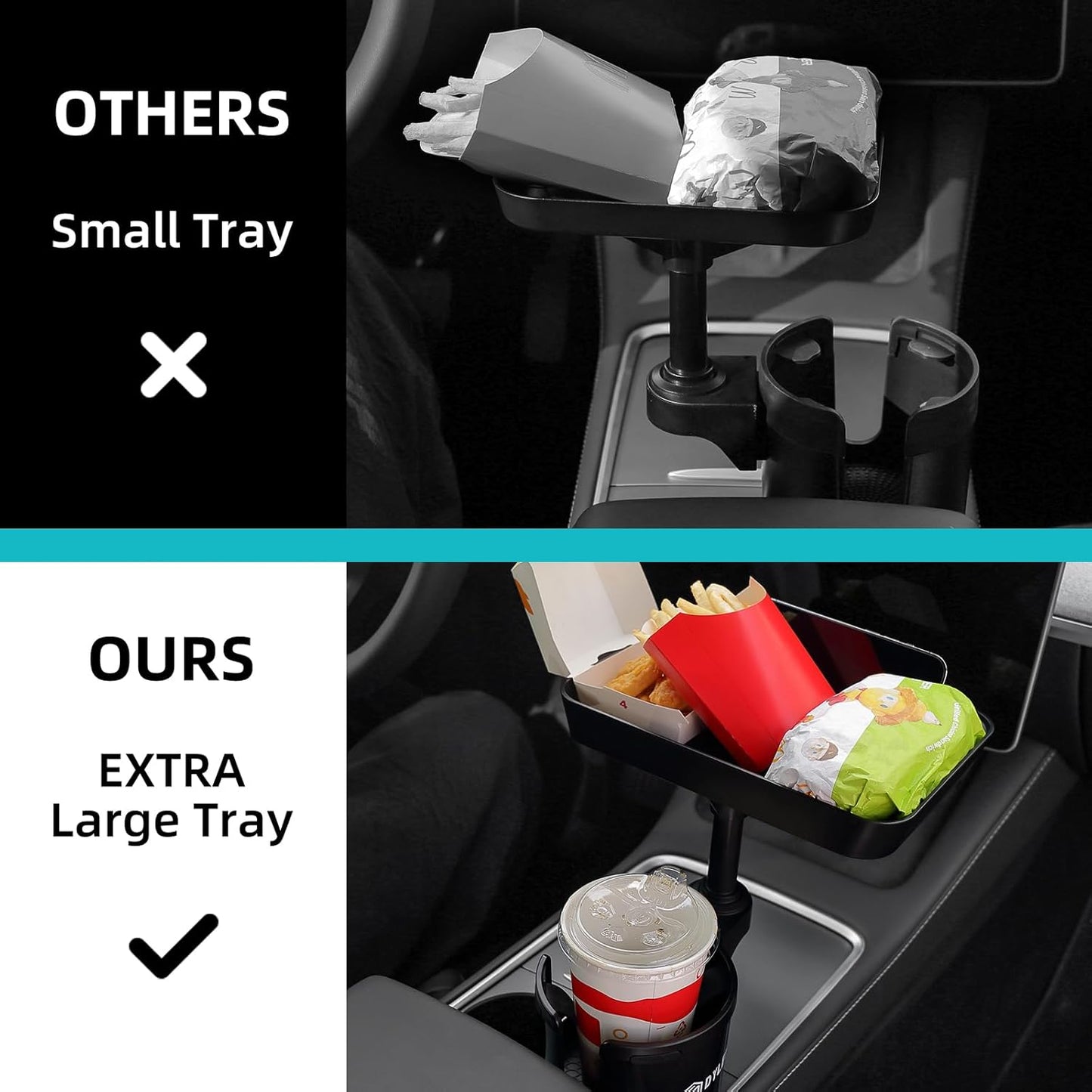 Car Cup Holder Expander | Adjustable Cup Holder Tray Table with Phone Slot for Large Bottles & Travel