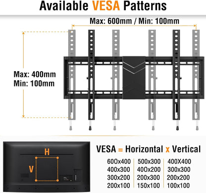 Tilting TV Wall Mount Bracket, Universal TV Mount Low Profile for 26-55 Inch Flat Screen TVs, Ultra Slim, Easy to Install with Tilting Knob, Fits 12''/16'' Studs, Max VESA 400x400mm, 99 lbs. ELIVED