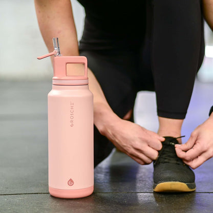 GROSCHE Alpine Flip 'N Sip 16oz Insulated Water Bottle - Stainless Steel, Leakproof Flask with Straw - Perfect for Gym, Travel, Sports & Outdoor Use, Canadian Brand! - 16 fl. oz, Scuba Blue