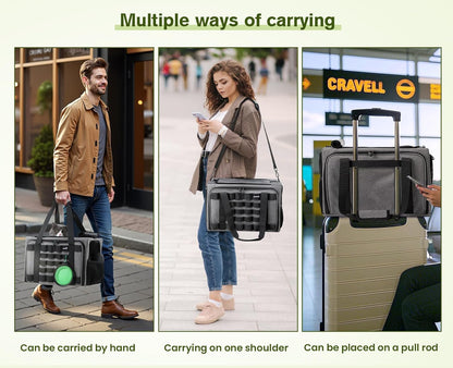 Approved Collapsible Cat Soft-Sided Carriers, Breathable Pet Carriers up to 5kg/12lbs, Portable Dog Carrier Great for Travel, Outdoor, Hiking, Camping(Gray)