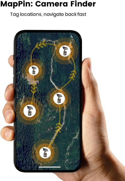 Misstech 4K UHD Solar Trail Camera for Game & Wildlife Monitoring - 0.1s Motion Trigger to Capture Fast Animals, 64MP/4K Clear Night Vision, Map Pin, App Control, IP66 Waterproof, 32GB SD Card
