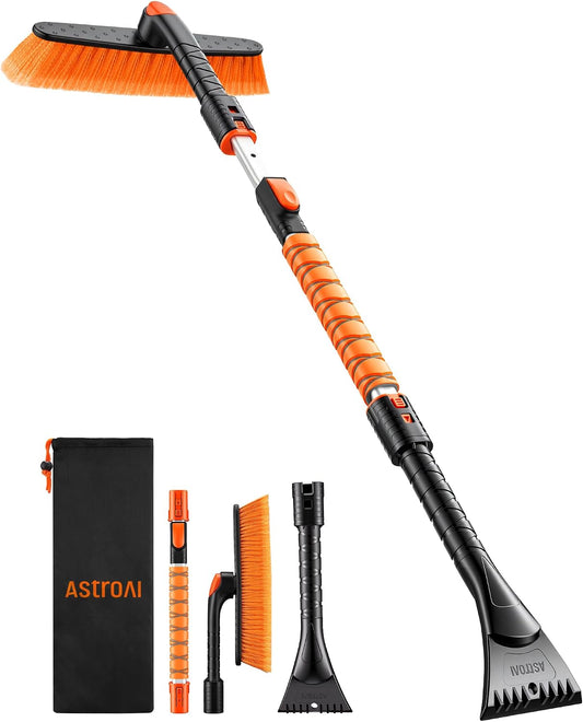 AstroAI 46" Extendable 2-in-1 Snow Brush & Ice Scrapers for Car Windshield