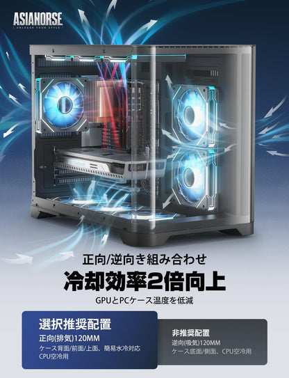 AsiaHorse AMICI-5GT RGB PC Fans, Infinity Mirror ARGB Fans HDB Bearing Fan Speeds Up to 1800 RPM with 24 LED Lights, Forward Blade Fan Compatible Motherboard Aura SYNC (Reverse Blade, 3_Pack_Black)