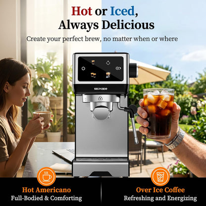 20Bar Espresso Machine with Milk Frother, Cold Brew, Touch Screen | Create Barista-style Espresso, Latte, Cappuccino at Home, Fast Heat, PID Control and Easy Touch Operation, Sliver