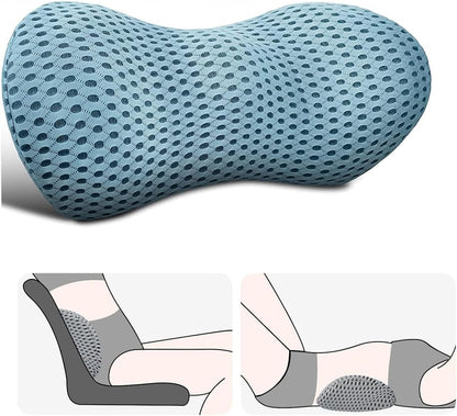 Lumbar Support Pillow for Lower Back Pain Relief – Ergonomic Streamline Memory Foam Cushion for Office Chair, Car Seat, Bed, and Sleeping – Ideal for Drivers and Office Workers (Black)