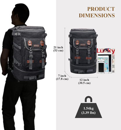 WITZMAN Travel Backpack for Men Women Canvas Backpack Carry on Luggage Rucksack Convertible Duffel Bag Large