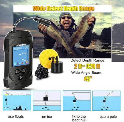 LUCKYLAKER Water Boat Fish Finders Depth Portable Handheld Fish Finder Transducer Wired Ice Fishing Finders Sonar