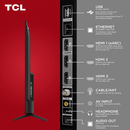 TCL 65-Inch Class S4 4K LED Smart TV with Fire TV (65S450F-CA), Dolby Vision HDR, Dolby Atmos, Alexa Built-in, Apple Airplay Compatibility, Streaming UHD Television, Black
