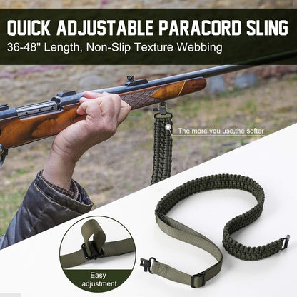 VVAAGG Two-Point Sling with Swivel, Non-Slip Paracord Sling with Adjustable Length Strap