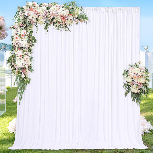 10.6x10Ft White Backdrop Curtain Parties Photo Curtains Backdrop Drapes Fabric for Wedding Birthday Baby Shower Decorations - PuriLite