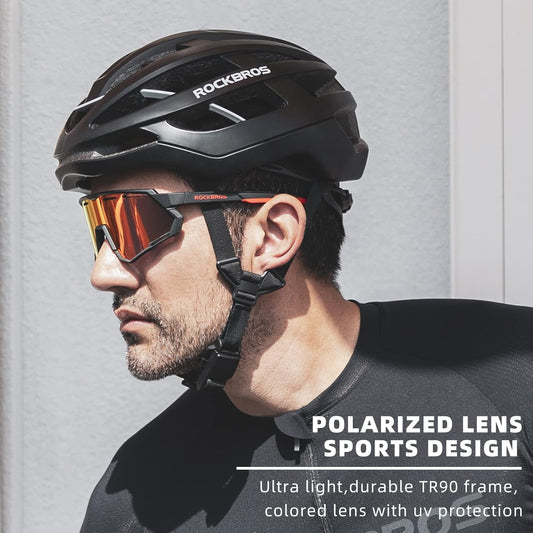 ROCKBROS Mountain Bike Glasses for Men Cycling Glasses with Interchangeable Polarized + Photochromic Lenses Sport Sunglasses - PuriLite