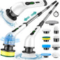 Electric Spin Scrubber, Cordless Kitchen Brushes, Bathroom Shower Cleaner with 9 Brush Heads, 2H Power Dual Speed, Adjustable Extension Handle, IPX7 Waterproof for Cleaning Brush