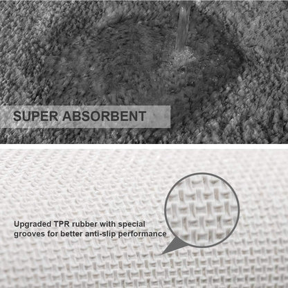Bathroom Rugs Set 2 Pieces - Bath Rugs Ultra Soft Absorbent Non-Slip Fluffy Thick Microfiber Cozy Bath Mats Set for Tub Shower Bathroom Floors Accessories, 20"x32" & 16"x24" Set of 2 (Beige)