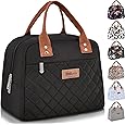 HOMESPON Lunch Bag for Woman Man Adults with Front Pocket Insulated Lunch Tote Lunch Box Container for Work Picnic or Travel(Black)