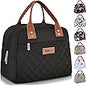 HOMESPON Lunch Bag for Woman Man Adults with Front Pocket Insulated Lunch Tote Lunch Box Container for Work Picnic or Travel(Black)