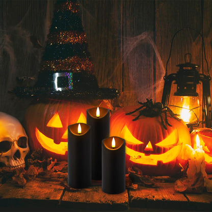 24 Pack Black LED Flameless Candles with Remote and Timer Realistic Flickering Battery Pillar Lights for Home Decor,Party,Idea Gift and Special Festivals