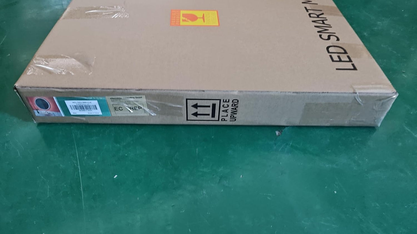 KWW Round Mirror Bathroom LED Lighted Mirror, Illuminated Dimmable Anti-Fog Wall-Mounted Makeup Vanity Mirror with Lights (24L x 24W inches)