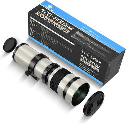EF/EF-S 420-800mm F8.3 Telephoto Zoom Lens(MF) + T-Mount Adapter for Canon EOS Rebel T8i/T7i/T7/T6i/T5/T3i/T2i/XSi/SL3/SL2/T100/90D/80D/70D/50D/5D Mark IV/6D II/7D II/1D X III II-DSLR Cameras Lenses