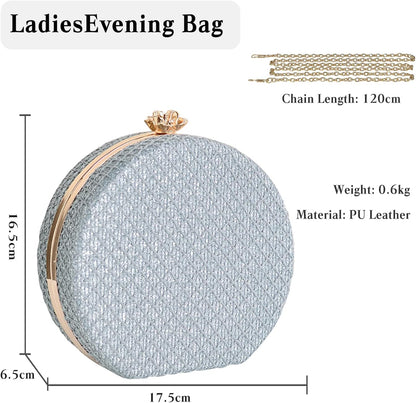 CORIOS Women's Evening Handbags Luxury Round Clutch Purse Shoulder Bag with PU Leather