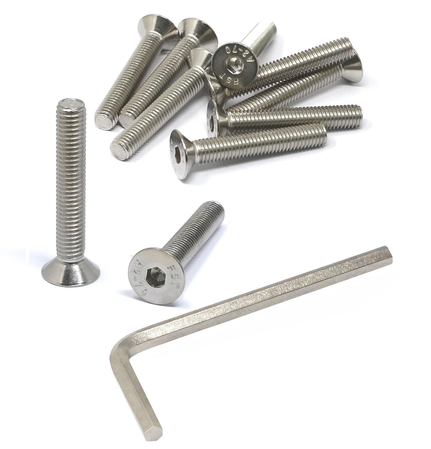 iexcell 5 Pcs M8 x 80mm Thread Pitch 1.25 mm Stainless Steel 304 Hex Socket Flat Head Cap Screws Bolts Kit