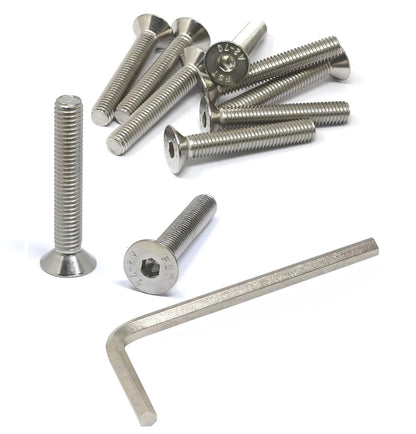 iexcell 5 Pcs M8 x 80mm Thread Pitch 1.25 mm Stainless Steel 304 Hex Socket Flat Head Cap Screws Bolts Kit