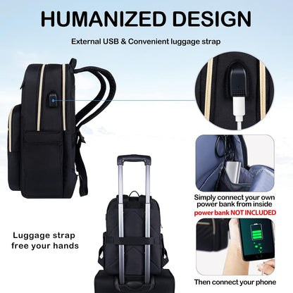 VANKEAN Laptop Backpack for Women Men Work Laptop Bag Fashion with USB Port, Daypacks for College, Business (Black, 15.6 Inch)