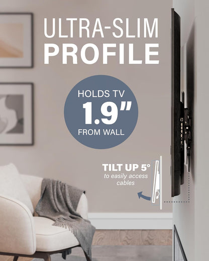 Sanus Universal Low Profile Tilt TV Wall Mount for 37" - 80" LED, LCD & Plasma TVs, Eliminates Glare with 10º of Tilt & Post-Install Adjustments - 3 Step Install - Safety Certified - MLT14-B1