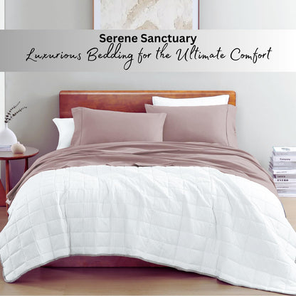 Lane Linen 100% Organic Cotton Queen Sheet Set, 4-Piece Percale Bed Sheets for Queen Bed - Soft, Breathable, Hypoallergenic, Deep Pocket Fits Mattress Up to 15" Deep, Hotel Quality Sheets - White