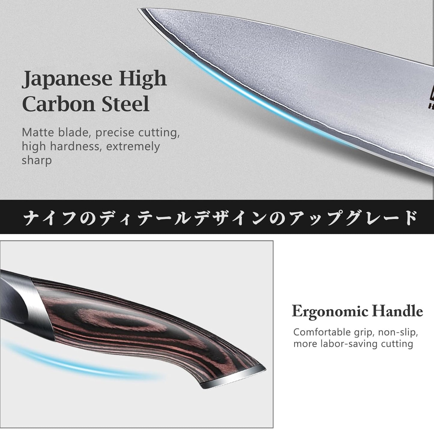 Knife Set with Magnetic Knife Holder, 6 Pieces Japanese High Carbon Stainless Steel Kitchen Knife Sets, Ultra Sharp Professional Chef Knives Sets