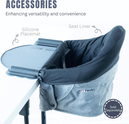guzzie+Guss Perch Clip On Table Chair – Easy and Secure Setup for Travel (Including Restaurants, Picnics), at Home (Kitchen Islands, Dining Tables) with Machine Washable Fabric, Tropical Green