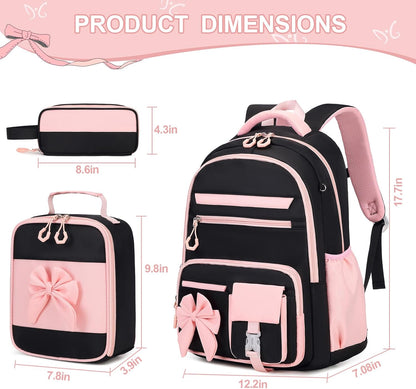 DIGOBAY Backpack for Girls, 3PCS Girls Backpack with Lunch Bag Pencil Case, Kids Backpack for Kindergarten Elementary School
