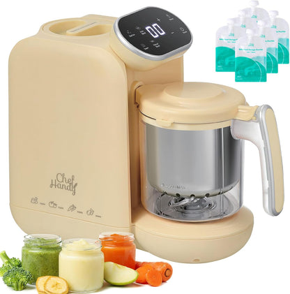 Chefhandy 5-in-1 Baby Food Maker with Stainless Steel Steam Basket, Green