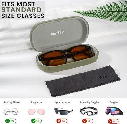 molshine Hard Shell Leather Sunglasses Case,Classic Large Glasses Case for Women Men,Sunglass Eyeglasses