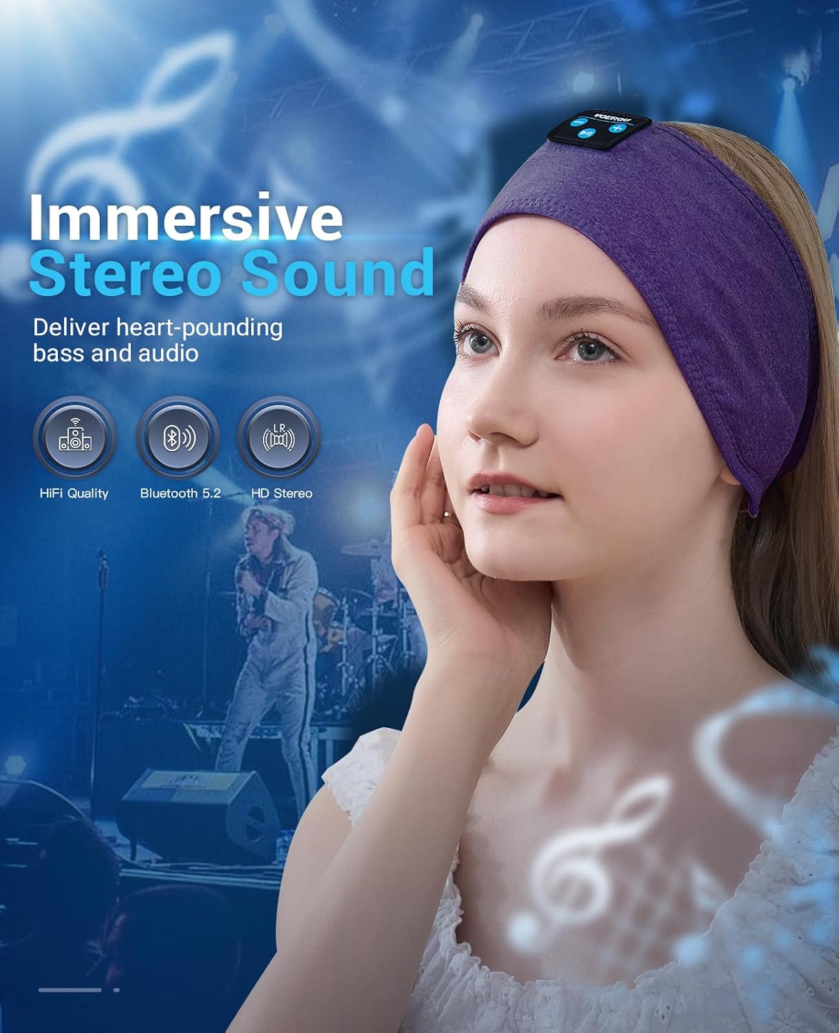 Sleep Headphones Bluetooth Headband, Voerou Wireless Sleeping Headphones Earbuds Sleep Mask with Stereo Speakers-Cool Tech Gadget for Men Women,Perfects for Sleep Workout Running Yoga Travel Insomnia