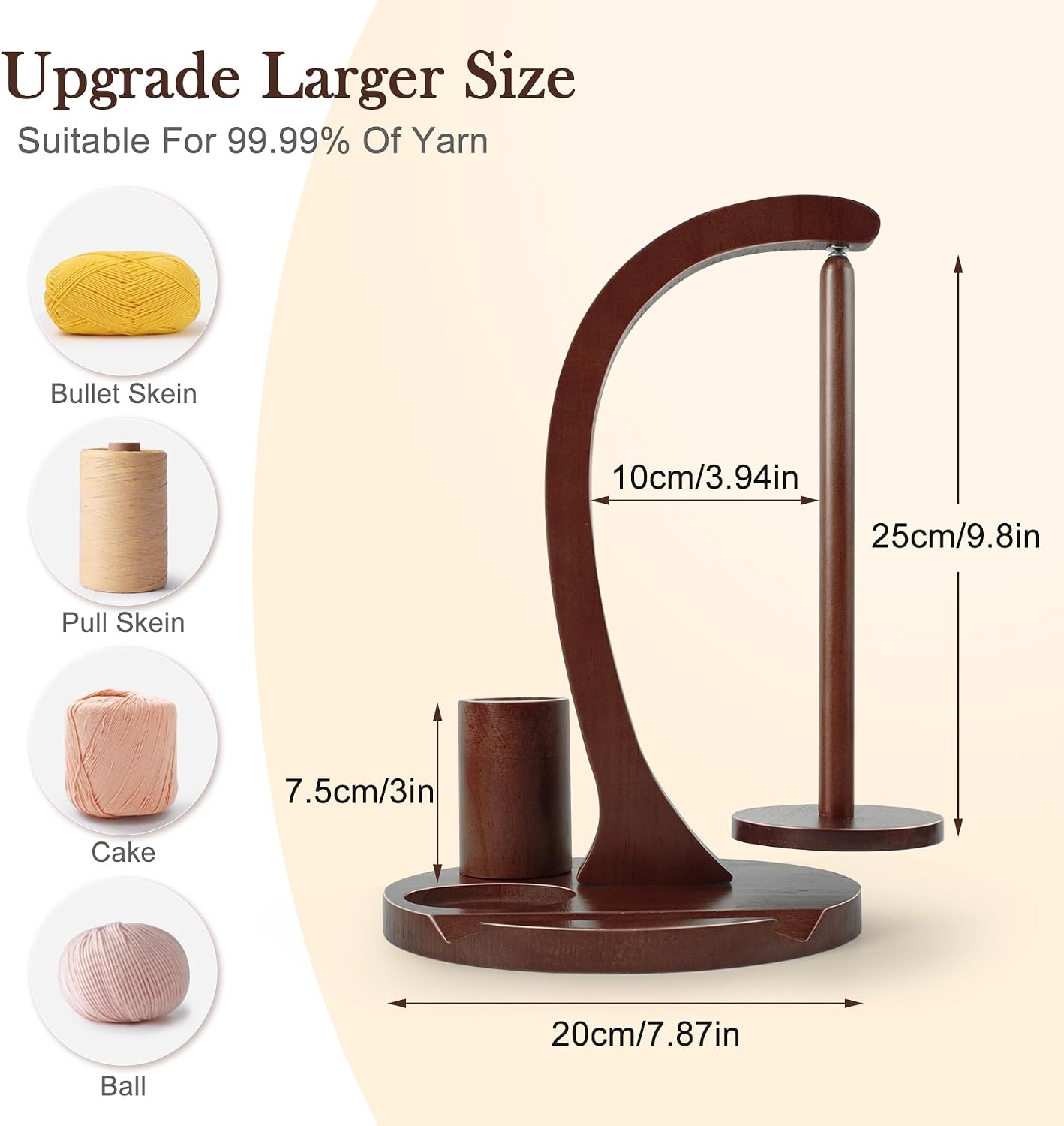Crochet Yarn Holder, Yarn Spinner for Crocheting with Phone Stand & Crochet Accessories Storage, Crochet Gift for Knitting Lovers (Brown)