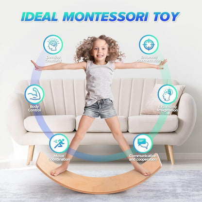 WELIN Balance Board Kids, 35 Inch Wooden Wobble Board for Toddlers & Adults