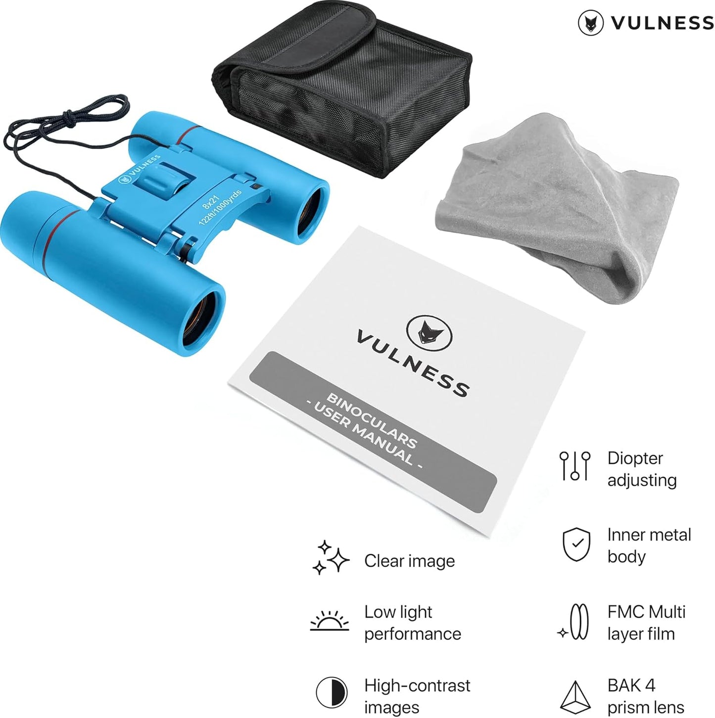 Binoculars for Adults | Compact Small Mini Travel Binocular for Bird Watching High Powered Electronics Cruise Ship Essentials Norwegian Alaska Must Haves Hiking Camping Gear by VULNESS (Black, 8X21)