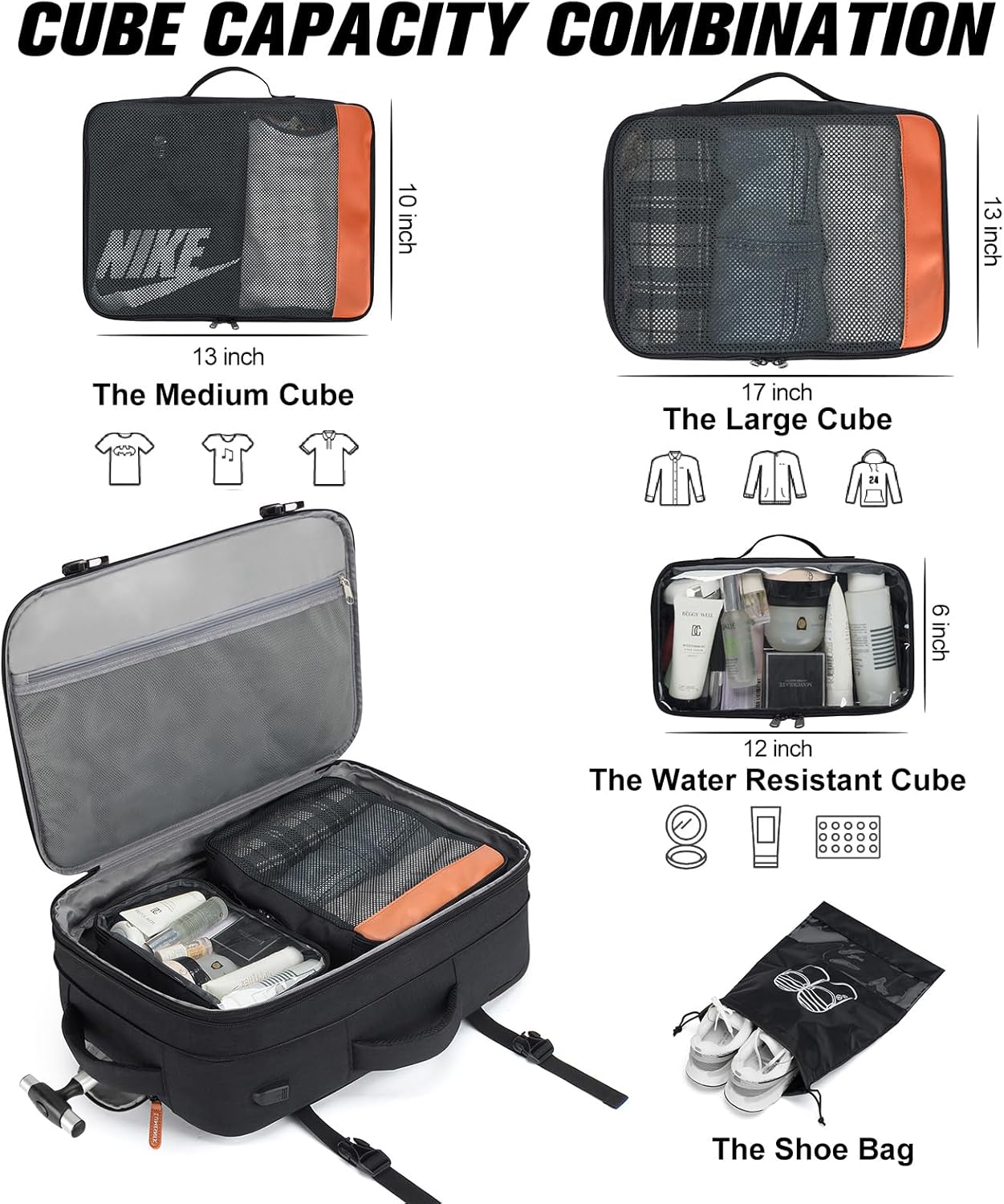 Lumesner Carry on Backpack, Extra Large 40L Flight Approved Travel Backpack for Men & Women