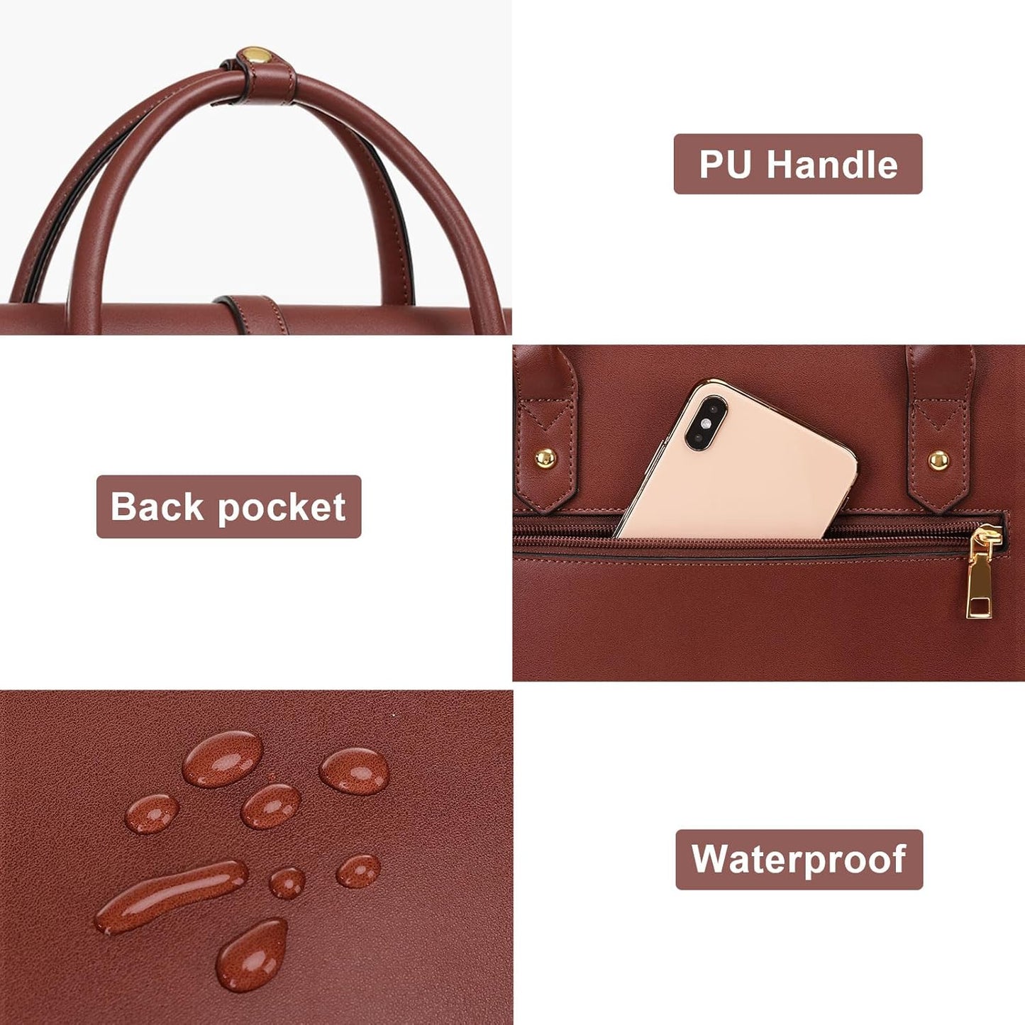 MOSISO Laptop Bag for Women, PU Leather Laptop Shoulder Bag Convertible Backpack, Work Travel Computer Bag with Bowknot - PuriLite