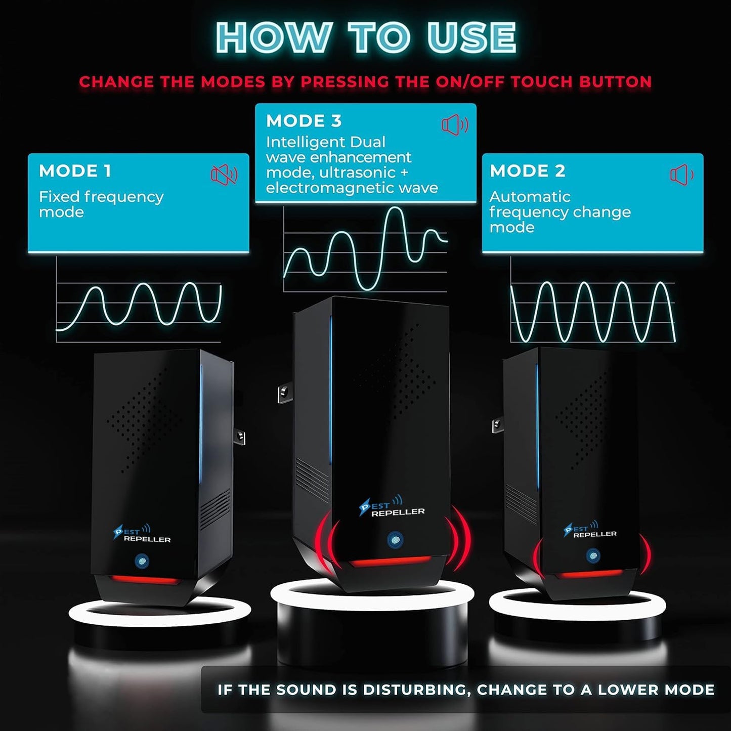 Ultrasonic Pest Repeller, 2025 Newest Electronic Pest Repellent, Indoor Ultrasonic Repellent for Roach, Rodent, Mouse, Bugs, Mosquito, Mice, Spider, Electronic Plug in Pest Control 4 Pack (Black)