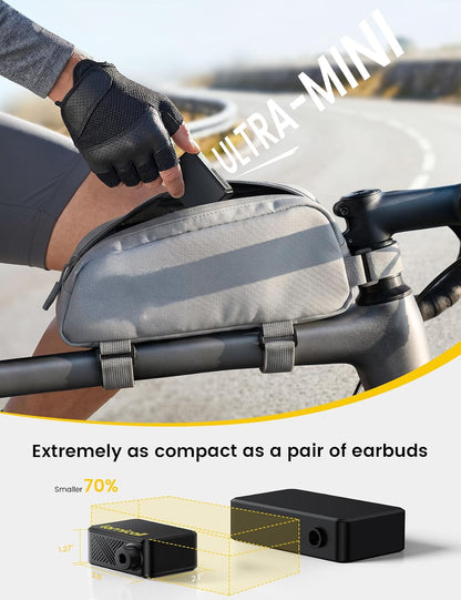 Ultra Mini Bike Pump Tire Inflator - Lamicall [5oz Ultra-Light][ 120 PSI] Portable Pump, 24 L/Min Inflation Speed, Auto Stop Tire Inflator with Guage for All Road Bike, Mountain Bike, E-Bike, Scooter