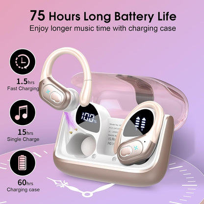 STECEi Wireless Earbuds 75hrs Bluetooth 5.4 Headphone Sport, Bluetooth Earbuds HiFi Stereo Over Ear Bud with Earhooks, ENC Noise Cancelling Mic, IP7 Waterproof Wireless Earphone for Workout/Running