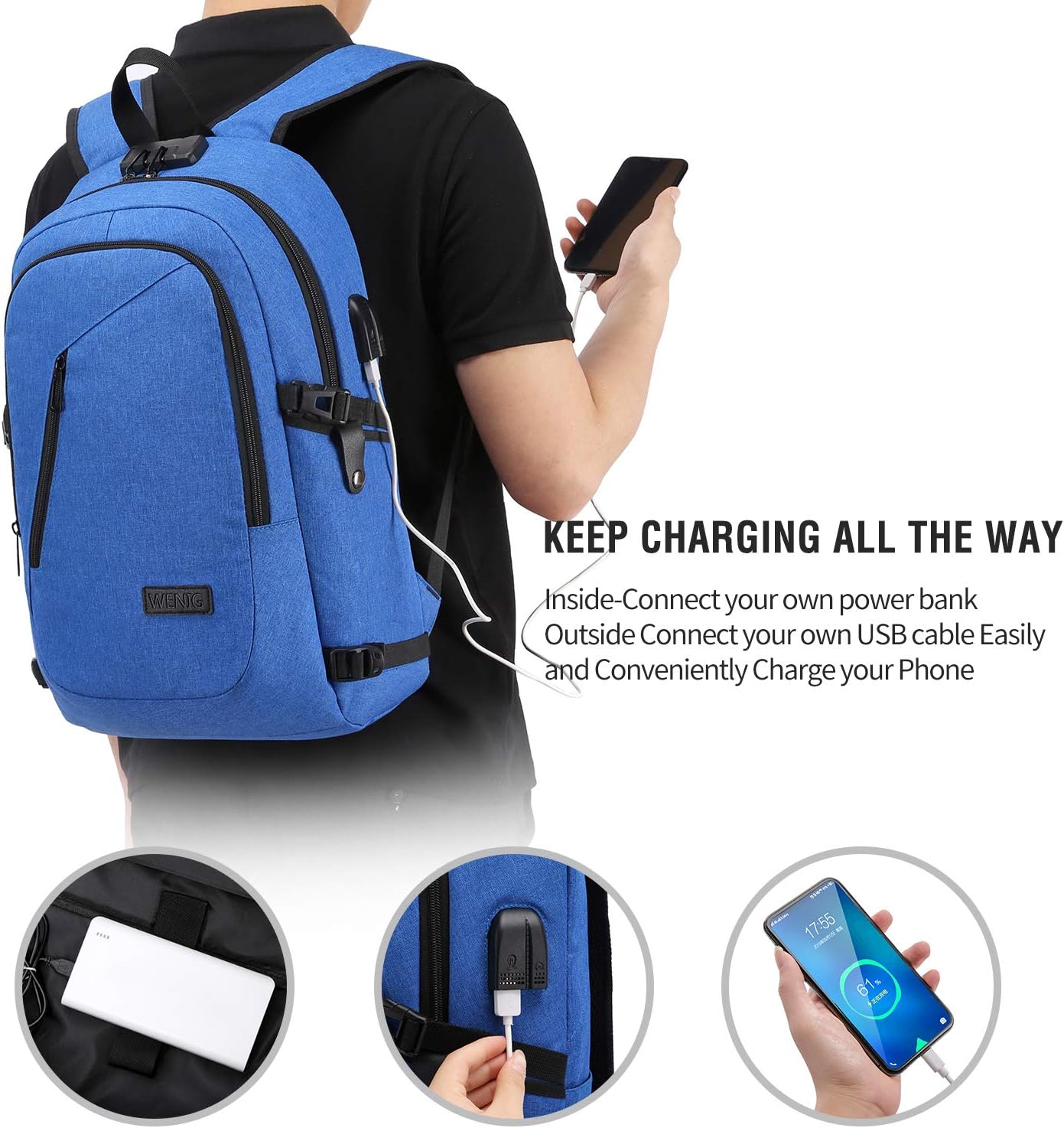 Laptop Backpack,Anti Theft Business Travel Backpack for Men Women Work Bag Slim Laptop Bag with USB Charging Port Lock,Durable Water Resistant Computer Bag Fits 15.6 Inch Laptop Notebook,Black