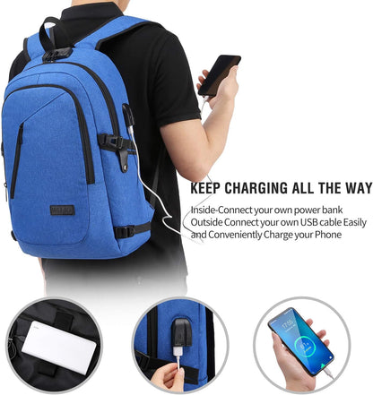 Laptop Backpack,Anti Theft Business Travel Backpack for Men Women Work Bag Slim Laptop Bag with USB Charging Port Lock,Durable Water Resistant Computer Bag Fits 15.6 Inch Laptop Notebook,Black