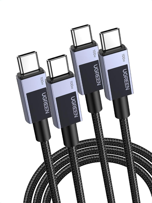 UGREEN USB C Cable 100W 2 Pack, USB C to C Fast Charging Type C Cord Charger Cable Compatible with iPhone 16 15 Pro Max, MacBook Air, Galaxy S25 S24 S23, iPad, 1.5ft